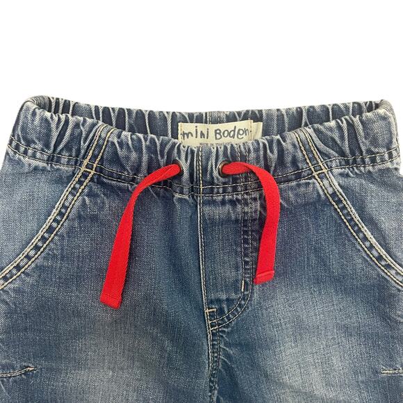 Mini Boden Drawstring Waist Denim Jean Short Boy's 4 - Picture 2 of 5